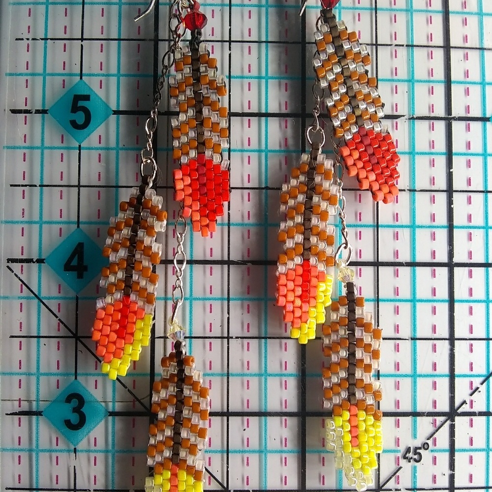 ⭐Sold at Glen Rose Expo🌟 Feathers Long Earrings - Picture 7 of 8